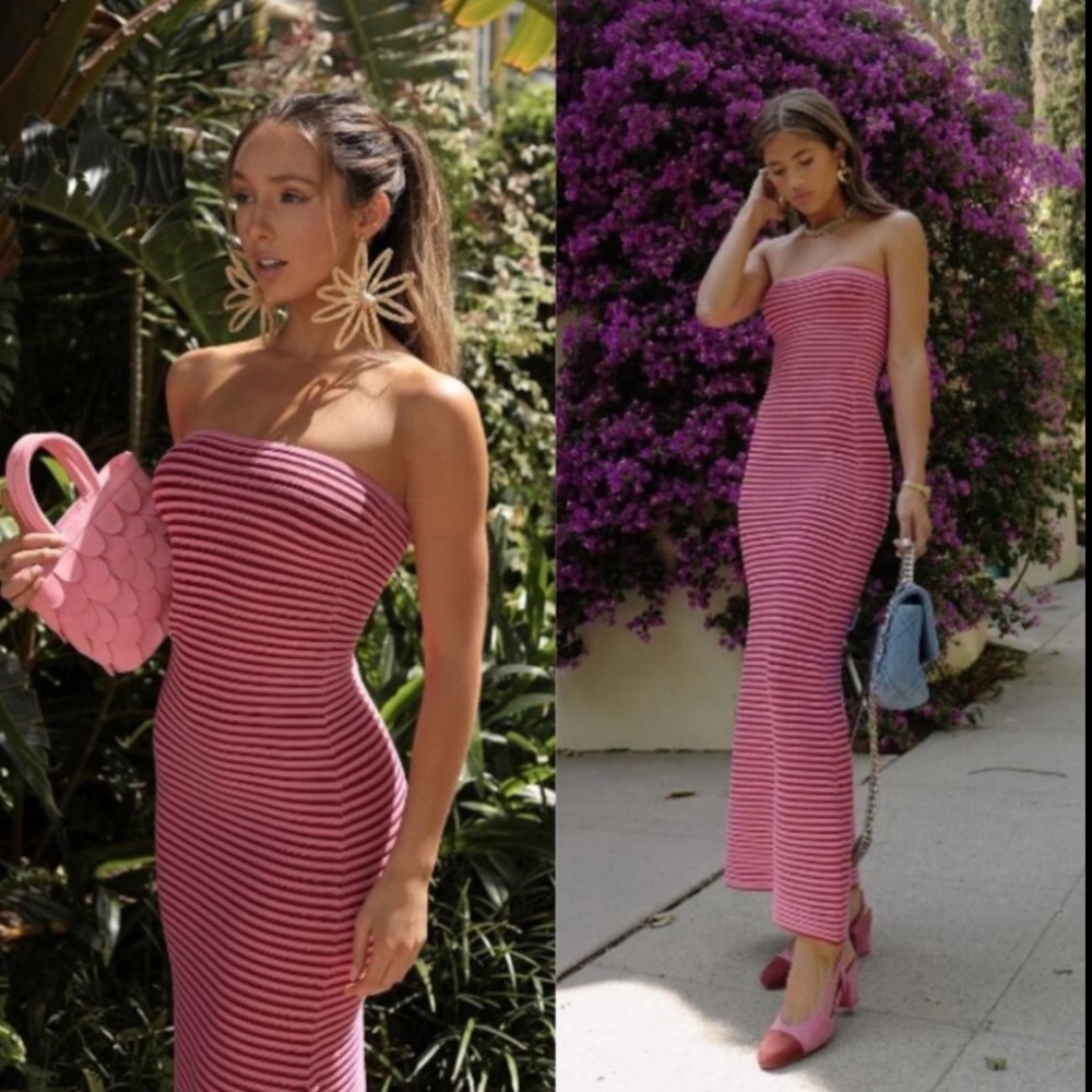 The Wolf Gang Sunmor Knit Maxi Dress In Candy Stripe NWT Size Medium Bodycon - Picture 15 of 15
